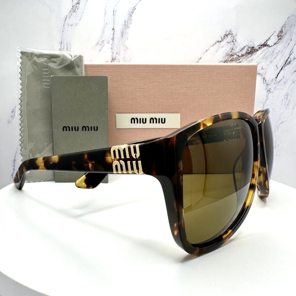 New MIU MIU Sunglasses Aviator Pilot Brown Honey Havana Tortoise